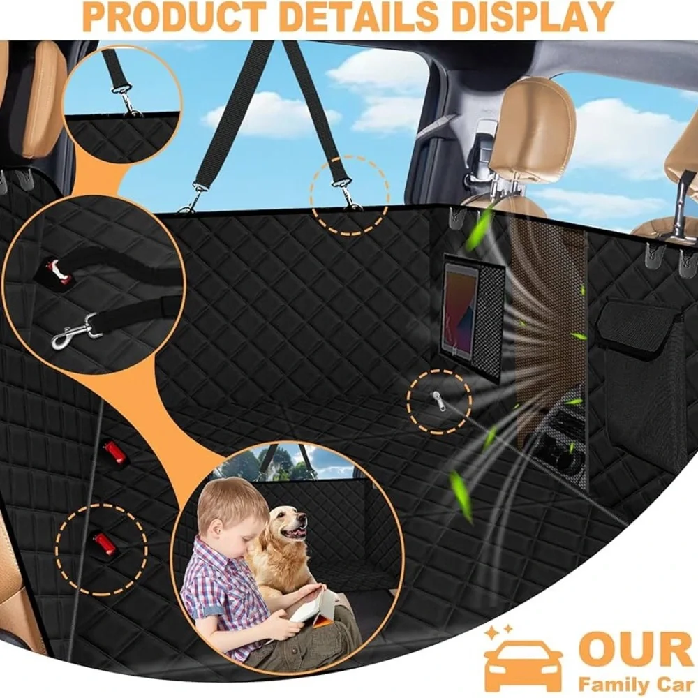 New Vinstatin Dog Car Seat Cover Premium Black